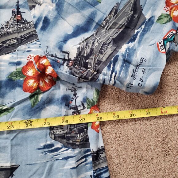 Vintage Kalaheo USS Midway Sz 2XL USA Made Floral Hawaiian Mens Button Up Shirt - Picture 6 of 6